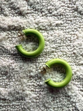 Sheila Fajl Green Painted Small Chantal Hoops